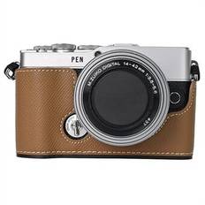 För Olympus PEN E-P7 Kamerafodral Texturerat Läderbottenfodral Lätt att Byta Batteri