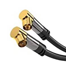 KabelDirekt – 4K Antennkabel, Koaxialkabel – TV Kabel 90° vinklad – 0,5m – Digital och analog – Finns i 0,5-20m (Vinklad hane/hona, för DVB-C/DVB-T/DVB-S, svart)