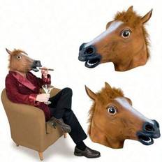 1 st hästhuvudmask, cosplaymask för maskerad, rolig halloween-hästhuvudmask med huvudbonad - brun (Brun 1st)