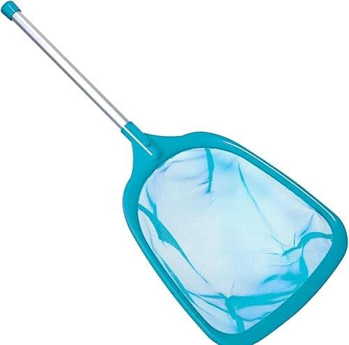 LATERN Skimmernät för pool med stång, 60 cm simbassäng löv rengöringsnät fint nät med stång för rengöring pool trädgård damm fontän badkar spa fisktank (grön)
