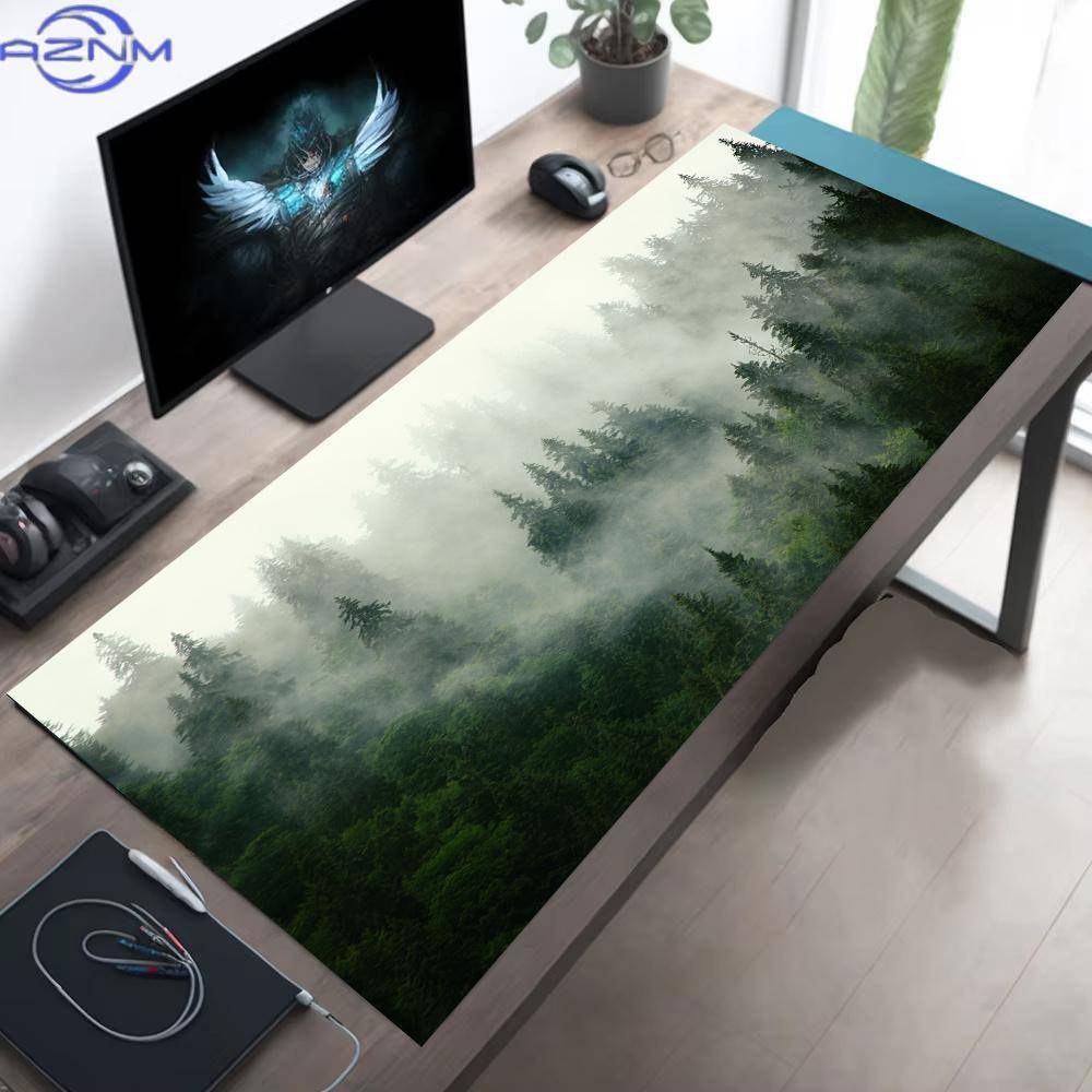 Foggy Mountain Forest Mouse Pad Landscape Large Gaming Mousepad Xxl Keyboard Gamer Desk Mat Anime 900x400 Rubber Long Mouse Mats