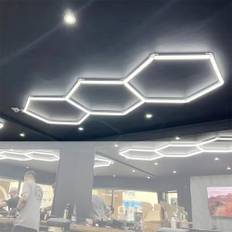 128W 6500K 3 honeycomb hexagon-taklampor, sexkantiga LED-lampor för garage, gym, källare, lager, bilbutiker