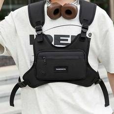 Korean Version Of The New Men's Black Functional Chest Bag, Made Of Polyester Material, Lightweight, Breathable, Wear-Resistant, Easy To Maintain, Adj - Black - one-size