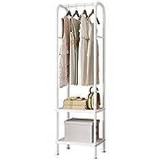 Exquisite Clothes Rail Rack Coat Rack Stand With Shoe Storage Free Standing With Smooth Swivel Wheels For Hallway Living Room Bedroom Metal Frame (Color : Gold, Size : 49 * 33 * 172 cm) (White 49 * 33