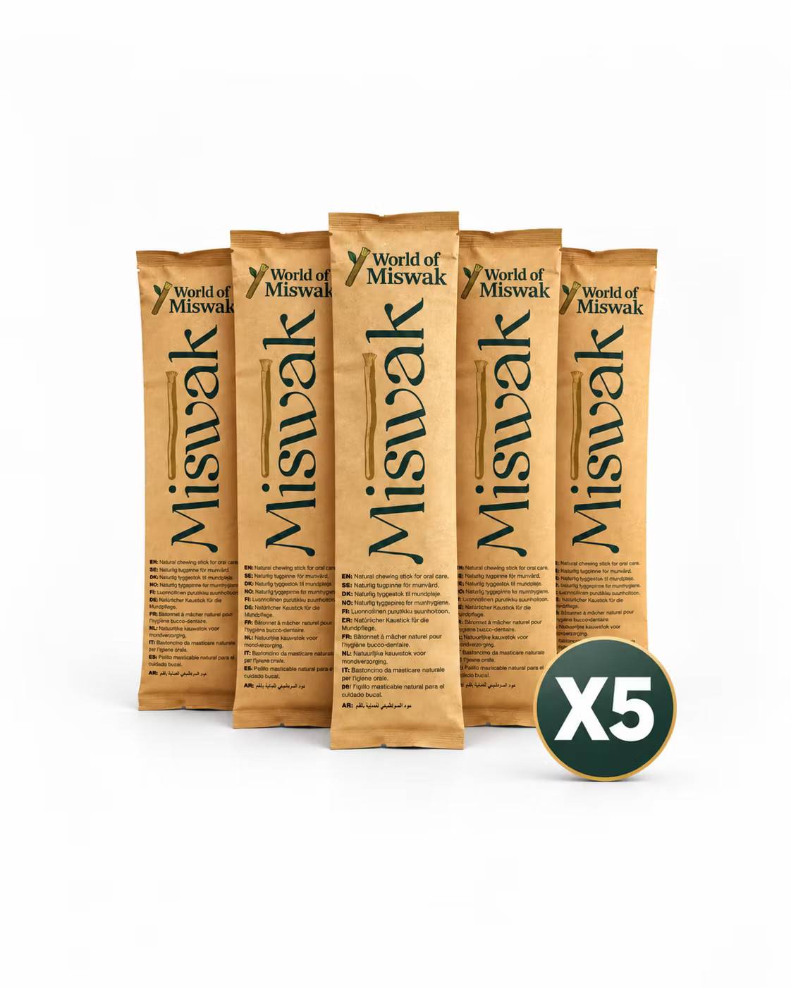 Äkta Miswak Stick 100 % - 5 st