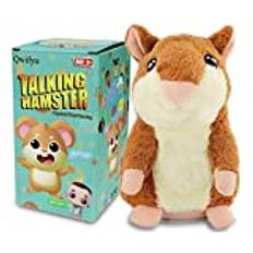 Qwifyu Talking hamster, interaktiv fylld plysch djur leksak söta ljudeffekter med upprepningar din nämnda röst, bästa kompis för barn gåva ålder 3+ (brun)