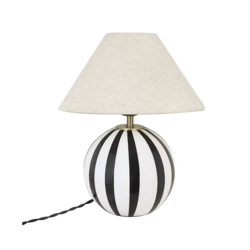 Strömshaga Alba lampfot svart/vit, beige skärm