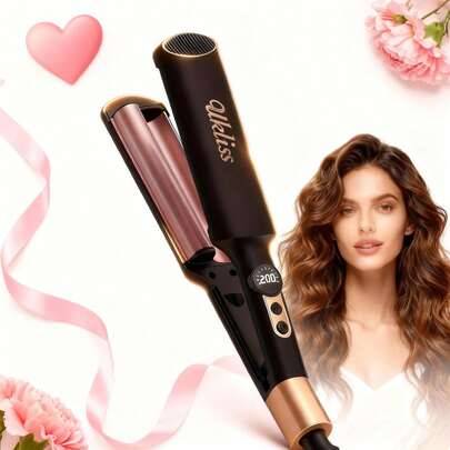 UKLISS Mini Dual Barrel Hair Waver Locktång För Alla hjärtans dag-presenter, 0,4" Keramisk Crimper För Hem & Resor, Kompakt Dubbelspännings Locktång M - Svart (056-2)