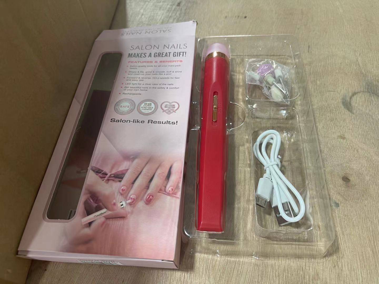 Cross-border Nail Piercing Device Electric Nail Trimmer Five-in-one Nail Polishing Machine Nail File Flawless Nail Polish - Red
