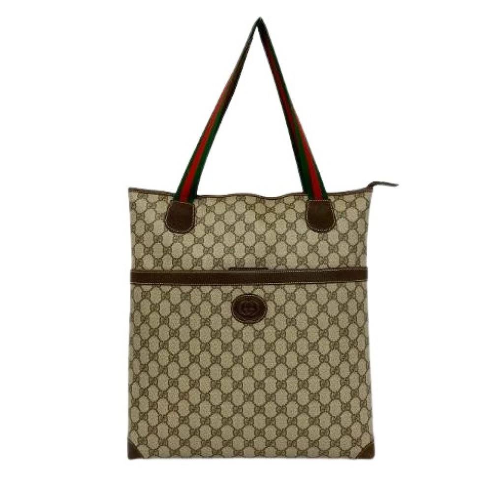 Gucci Vintage Pre-owned GG Læder Tote Bag - Vintage - Dame - Brun - ONE SIZE - Læder