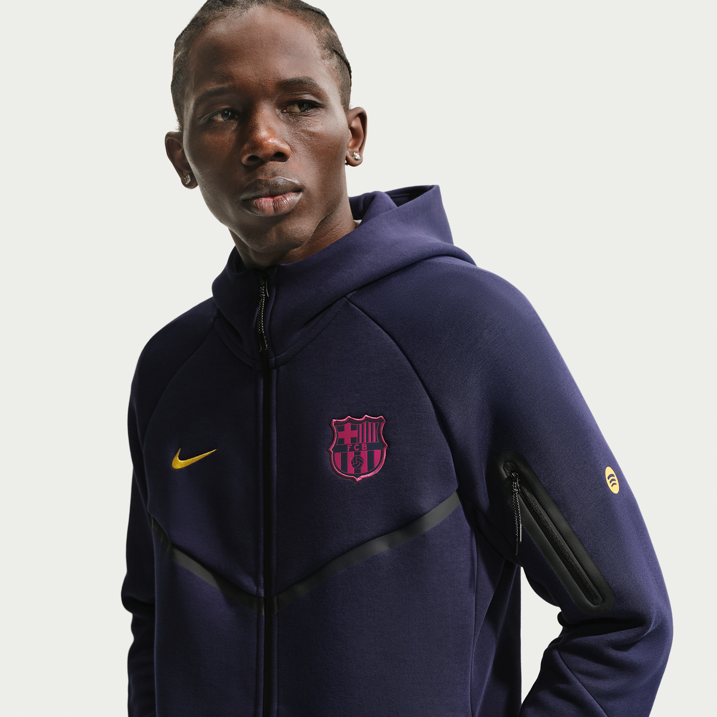 FC Barcelona Tech Fleece Windrunner Nike Football-hættetrøje med lynlås til mænd - blå