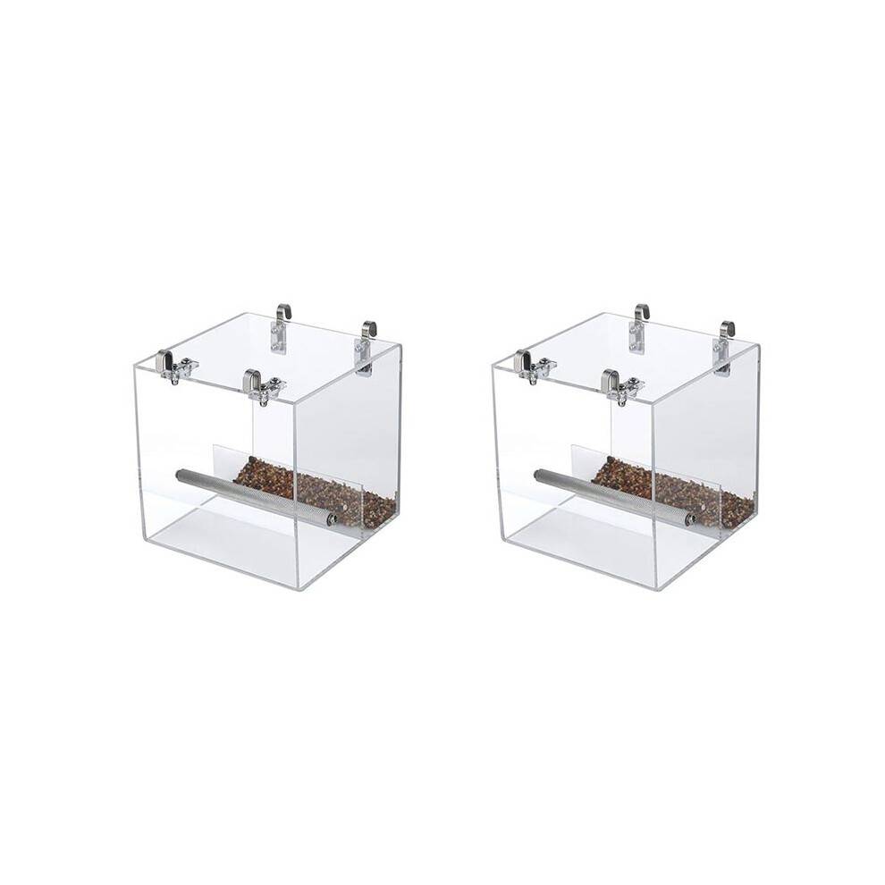 2X No Mess Bird Feeder for Cage Bird Feeder Automatic Bird Feeder for Cage, Acrylic Bird Feeder Cage Food Feeder