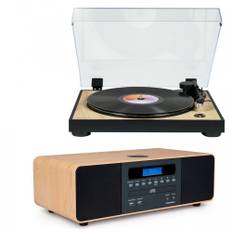Stereo set / Digital mini system with turntable THOMSON TT300 & MIC202, Thomson trä brun färg
