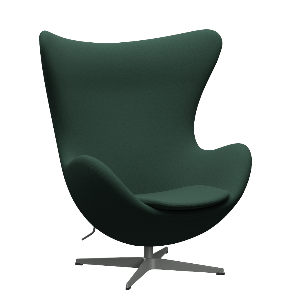 3316 Ægget loungestol, stel i silver grey af Arne Jacobsen Christianshavn - 1160 Dark Green Uni - Jacobsen Plus