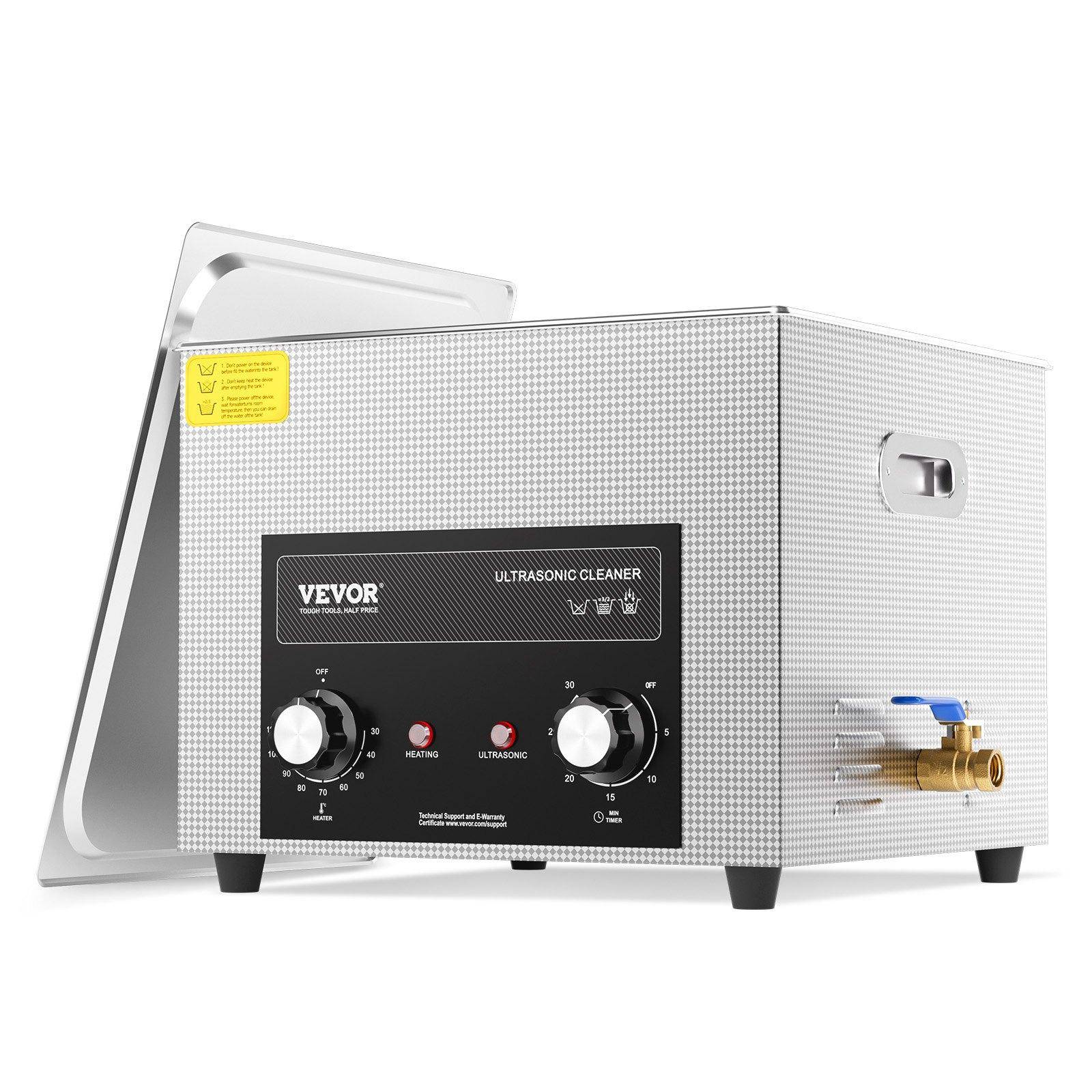 VEVOR 15L Ultraljudstvätt med Värmare, Timer & Korg, Professionell Digital Sonic Kavitationsmaskin, 360W Rengöringsmaskin för Laboratorievertyg