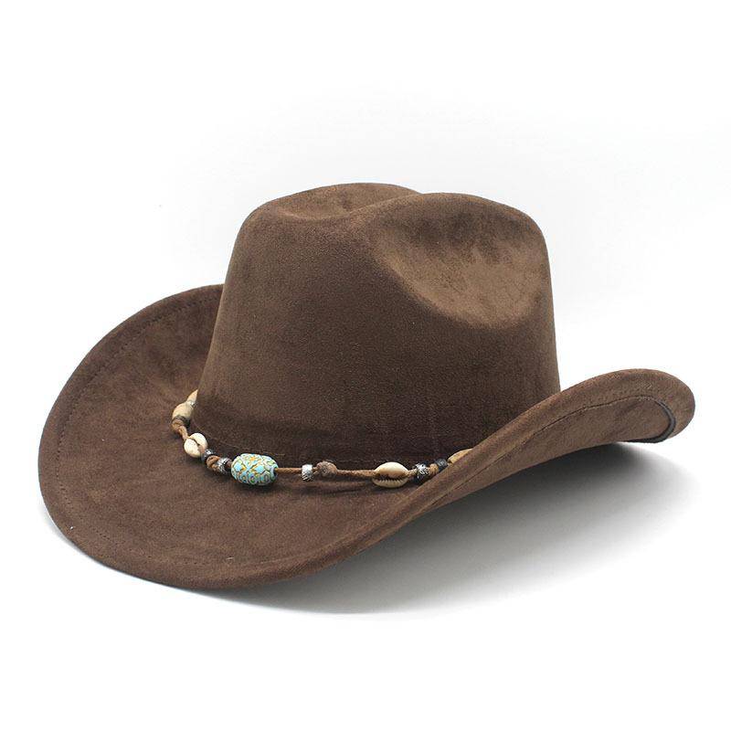Hatt Dam Skugga Cowboyhatt Tibetansk Hög Hatt Herr Ett-Ord Topp Mockajazzhatt Stor Filthatt 56-58cm
