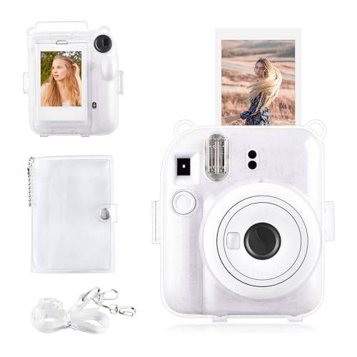 rieibi Mini 12-fodral - Genomskinligt skyddsfodral för Fujifilm Mini 12 Instant Camera, Ljus glans, Compacto, Kameraväska