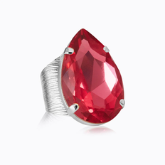 Caroline Svedbom Perfect Drop Ring / Mulberry Red (Rhodium)