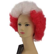 Rød/Hvid Afro Paryk