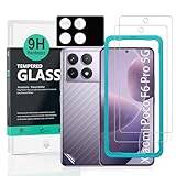 IBYWIND 2-pack skärmskydd för Xiaomi Poco F6 Pro 5G 6,67",9H hårdhet härdat glas,med 1Pc skydd för kameralinsen,1Pc kolfiberfilm för baksidan,Inga bubblor,lätt att installera