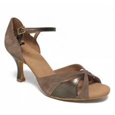 Beige/brun ruskinds dansesko 6 cm hæl Rummos