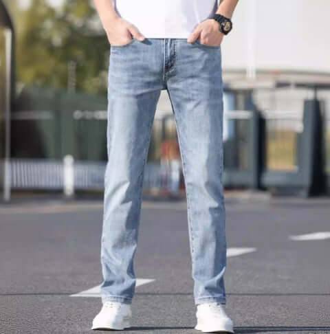 Men's Silver Gray Stretch Skinny Denim Jeans - Light Blue / 31 (31)