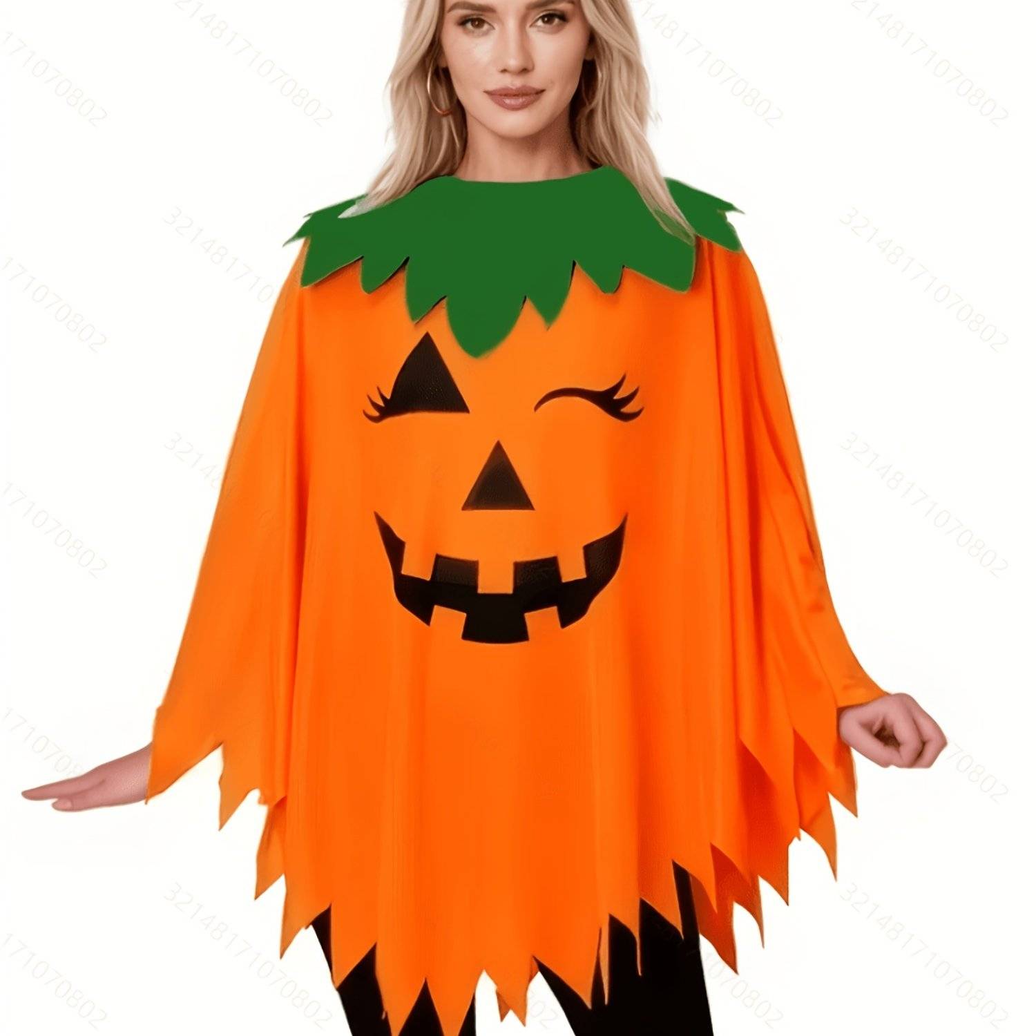 Halloween Non-glow Adult Pumpkin Cape Shawl Pumpkin Set Cloak Party