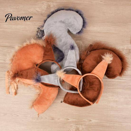 Squirrel Tail 1 Set Headband Lovely Funny Headpiece Long Performance Cosplay Costume Props Cross-dressing Accessories Hair Hoop Halloween Children cm