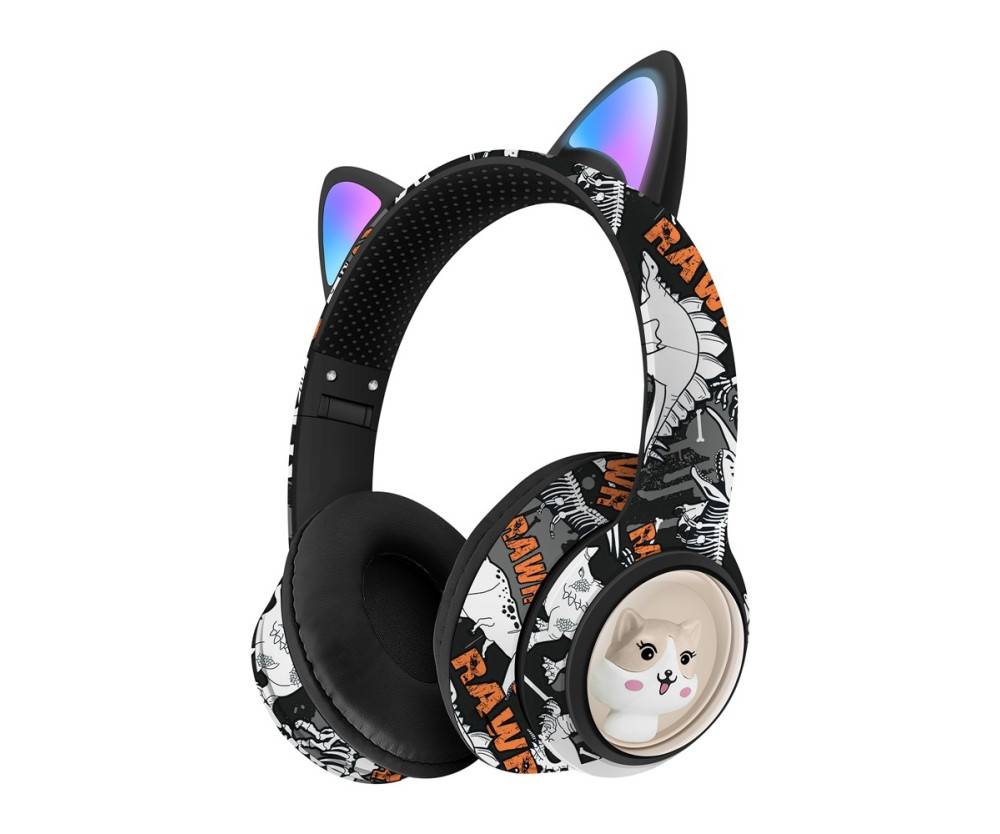 Trådlösa On-Ear hörlurar Kattöra Bluetooth FM-radio Headset Mikrofon - Svart