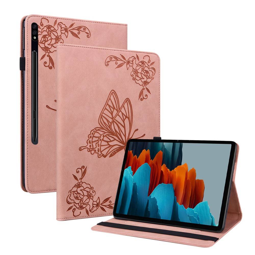 Läderfodral Fjärilar Samsung Galaxy Tab S9 Plus Rosa
