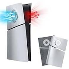 Mcbazel PS5 Slim Frontplåtsbyte, Hårt Sidopanelplatta, Hållbart ABS Skyddande Ersättningslock med Kylventilstillbehör för Playstation 5 Slim Digital Edition – Silver