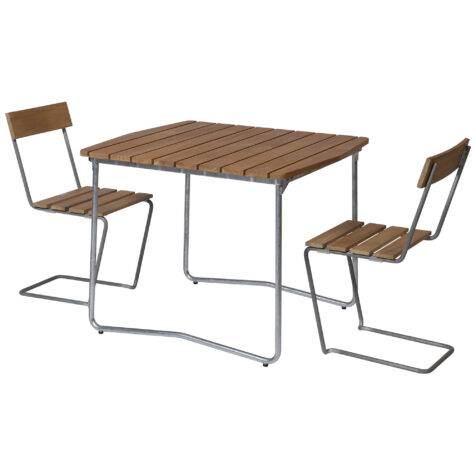 Klassikergrupp teak / varmförzinkat - Stol 1, B31 84 cm - Träfärgad