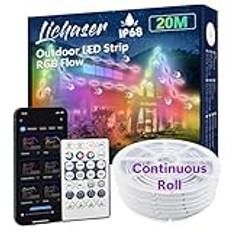 Lichaser RGB+IC 20m Outdoor LED Strip Lights Waterproof, DIY, Chasing, Segment LED Strip Work with BT APP and RF Remote for Outdoor