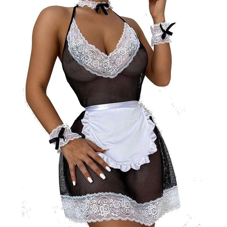 5 Dele Fransk Stuepige Kostume Medium