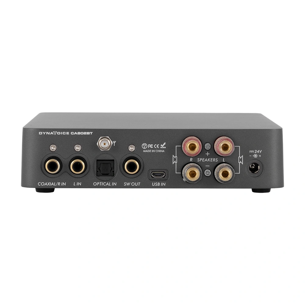 Dynavoice CA802BT – Kompakt stereoförstärkare med Bluetooth, DAC och subwoofer-utgång