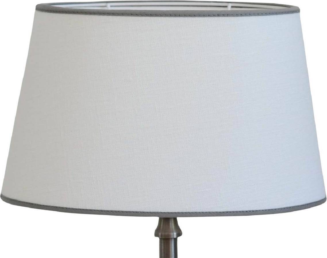 Carolin Oval Lampskärm 25cm Vit, Grått Band