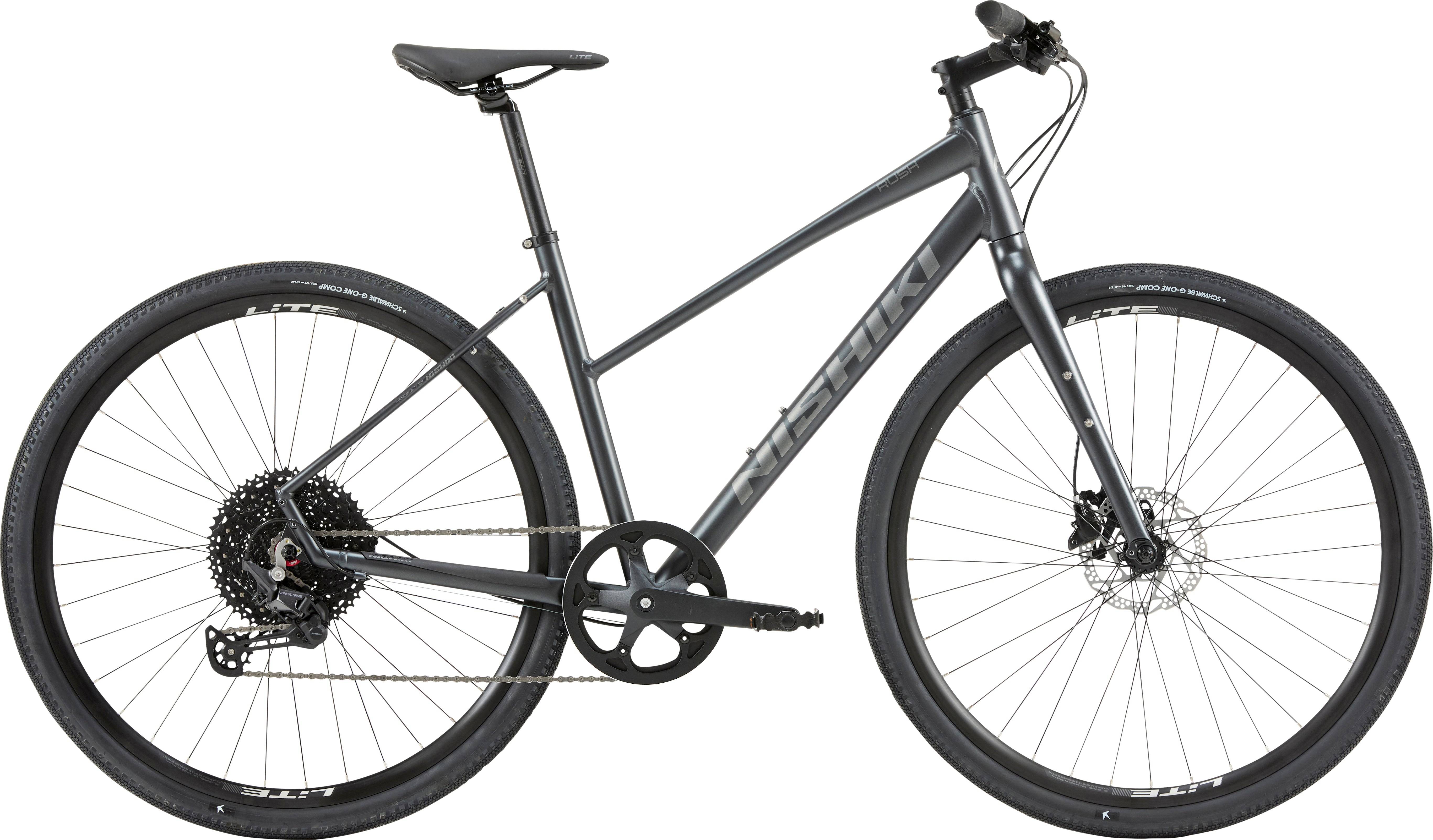 Nishiki Rush Hybrid Damecykel - 19in / Mat mørk grå