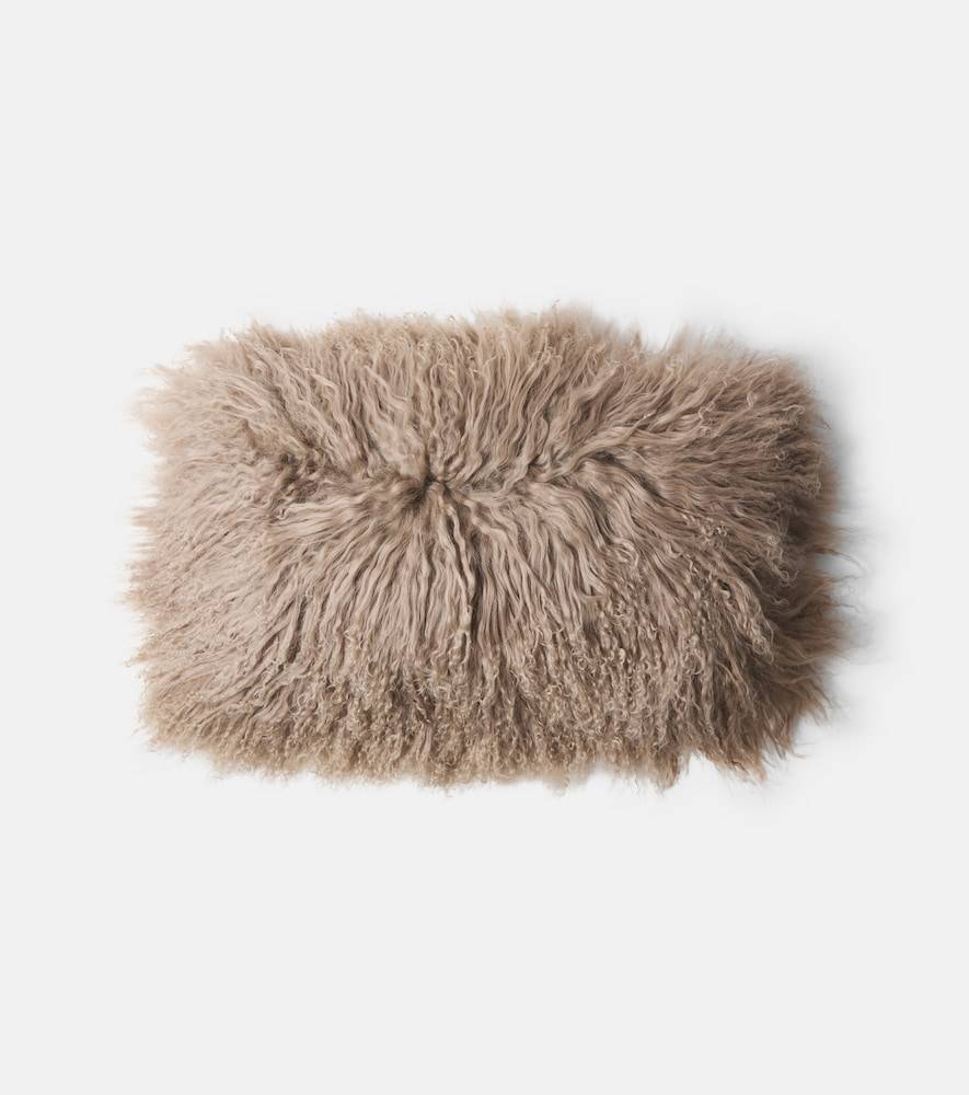 Maison de Vacances Cojín de piel de oveja y lino - gris - Talla Única