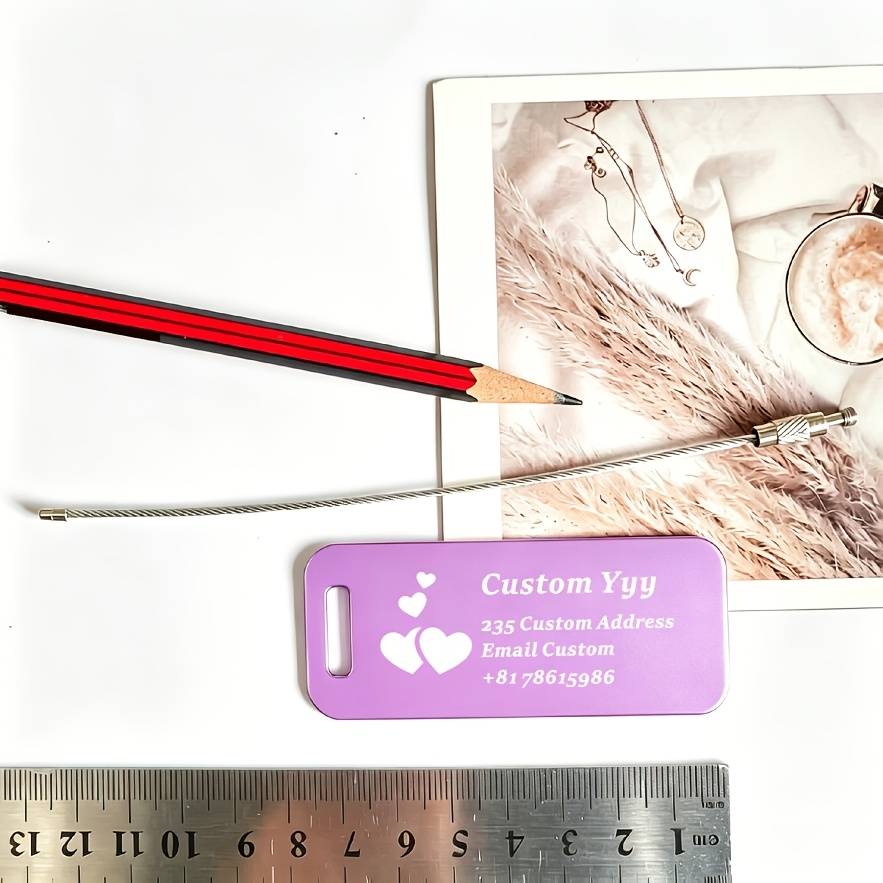 Custom Aluminum Luggage Tag & Backpack Identification Tag, Multiple Colors And Patterns, Equipped With Anti-lost Stainless Steel Cord. Suitable For Luggage Tag, Id Label, Bag Ornament