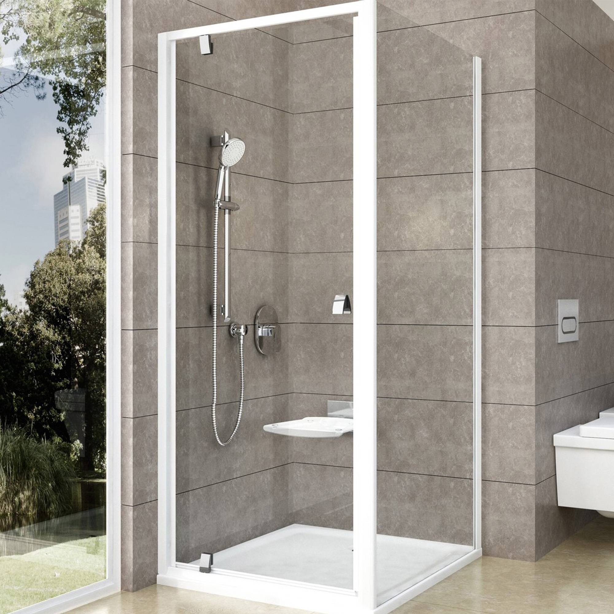 Ravak Duschhörn Pivot 90x90 cm Vit-Krom Blank