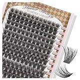 LASHVIEW Wimpern-Extensions-Cluster 168pcs D Curl Wimpern Cluster Natürlicher Look Cluster Wimpern Extensions Super Dünnes Band & Weiche Wimpern Wiederverwendbar 9-16mm MIX (56D)