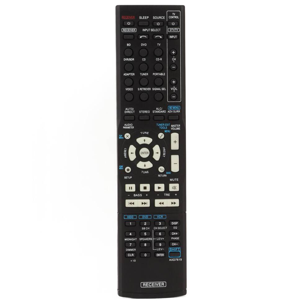 Reservefjernbetjening til AV-receiver Infrarød teknologi Højkvalitetsfølsomme taster Nem at betjene Kompatibel med Pioneer-modeller Holdbar