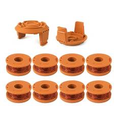 Eyoloty WA0010 String Trimmer Line 10ft 0.065" für Worx WA0004 WG154 WG163 WG160 WG180 WG175 WG155 WG151 Weed Wacker Eater String mit WA0653 GT Spool Cover 5006531 (8 Spulen + 2 Kappen)