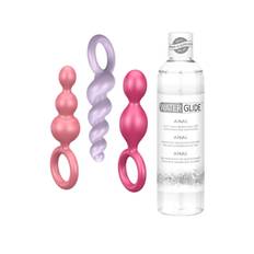 Satisfyer Plugs 3st + Glidmedel Anal 300ml