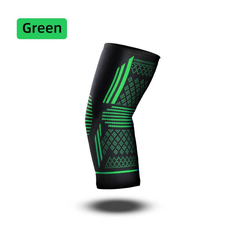 Sports Elbow Guard Four-sided Elastic Compression Knit Breathable Nylon Elbow Pads - Green / L