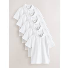 Clarks Clarks White Boys Short Sleeve School Polo Shirts 5 Pack - 166168cm