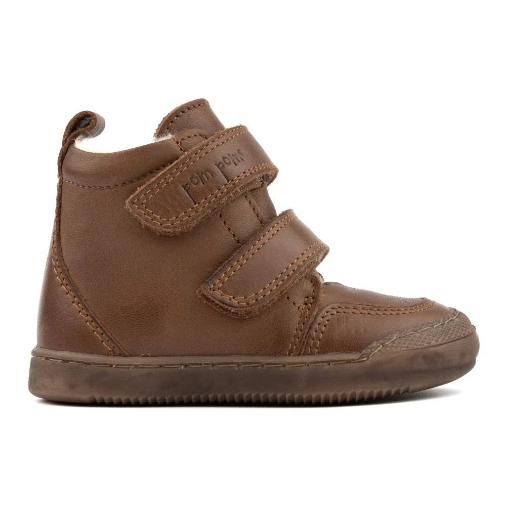 Pom Pom Sneaker Wool Booty - Dark Camel - - Kids - unisex - Brun - 24 EU - Uld - Sneaker Wool Booty - Dark Camel