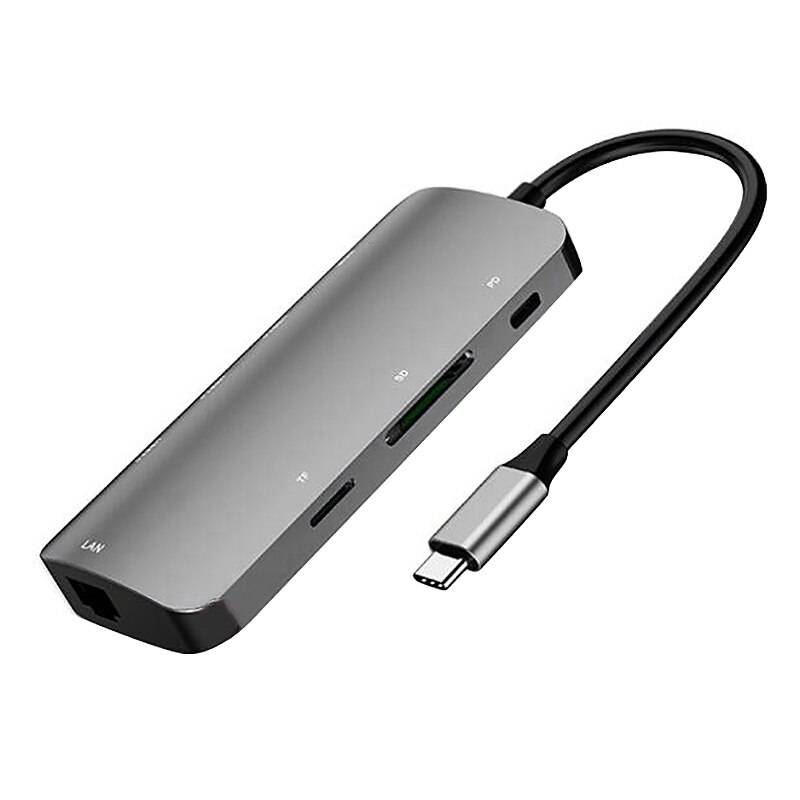 Typ-c dockningsstation 8 in 1 3- port usb splitter / hdmi / gigabit lan pd laddningsutvidgningsdocka