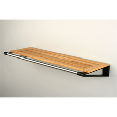Knax hylde 16 hattehylde - 160 cm - lakeret eg - Sorte hyldebærere