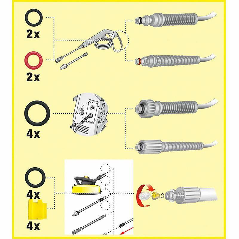 O-ring för Karcher-lansslangmunstycke Reservo-ringtätning 2.640-729.0 Gummiring Högtryckstvätt för K2 K3 K4 K5 K6 K7